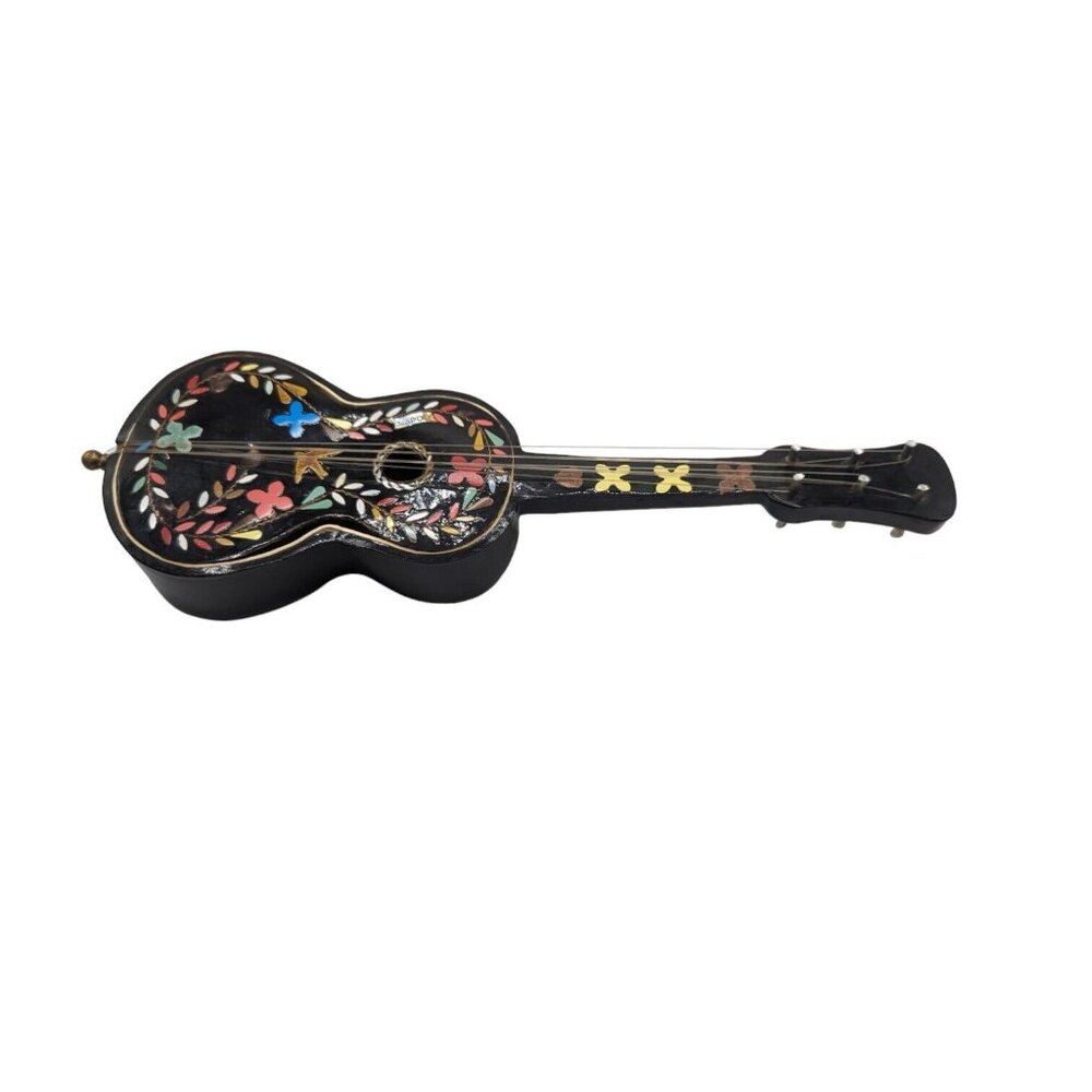 Vintage Miniature Wooden Painted Napoli Guitar Music Box Italy Made Santa Maria - Picture 4 of 14